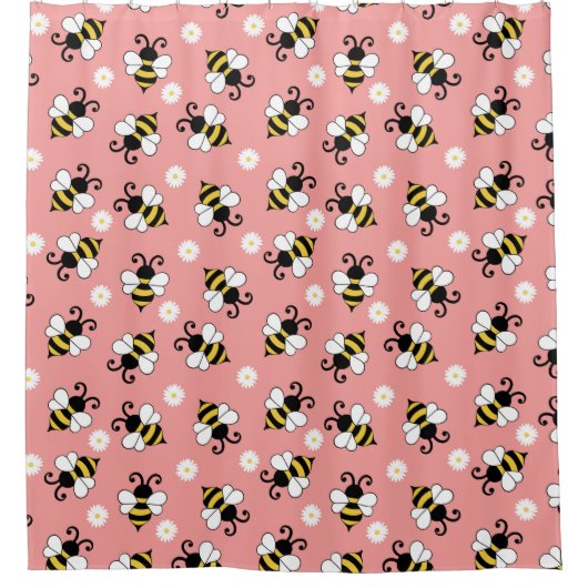 Niedliche Bienen und Blume Duschvorhang (Vorderseite)