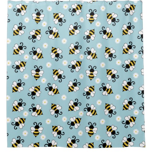Niedliche Bienen und Blume Duschvorhang (Vorderseite)