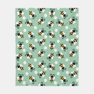 Niedliche Bienen und Blume Fleecedecke