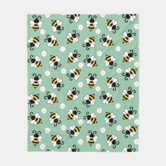 Niedliche Bienen und Blume Fleecedecke (Vorderseite)