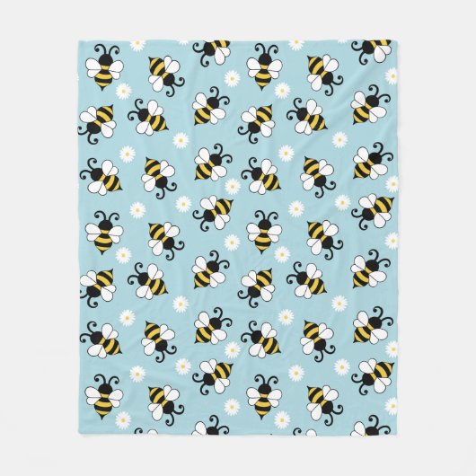 Niedliche Bienen und Blume Fleecedecke (Vorderseite)