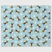 Niedliche Bienen und Blume Geschenkpapier (Flach)