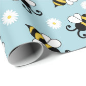 Niedliche Bienen und Blume Geschenkpapier (Rolleneckpunkt)
