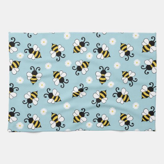 Niedliche Bienen und Blume Geschirrtuch (Horizontal)