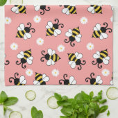 Niedliche Bienen und Blume Geschirrtuch (Gefaltet)