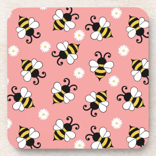 Niedliche Bienen und Blume Getränkeuntersetzer (Vorderseite)