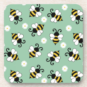 Niedliche Bienen und Blume Getränkeuntersetzer