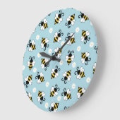 Niedliche Bienen und Blume Große Wanduhr (Winkel)