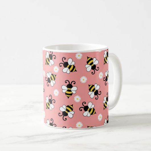 Niedliche Bienen und Blume Kaffeetasse (VorderseiteRechts)