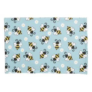 Niedliche Bienen und Blume Kissenbezug