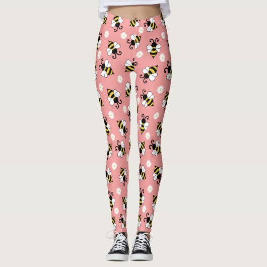 Niedliche Bienen und Blume Leggings (Vorderseite)