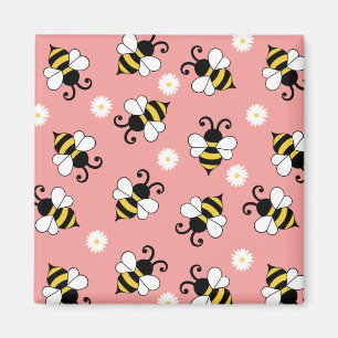 Niedliche Bienen und Blume Magnet