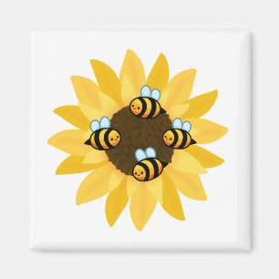 Niedliche Bienen und Blume Magnet