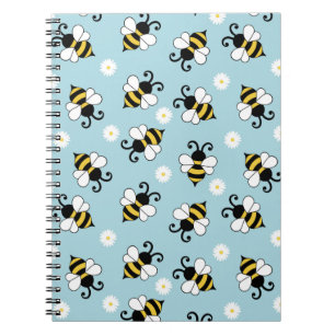 Niedliche Bienen und Blume Notizblock