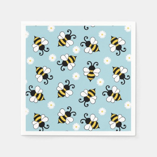 Niedliche Bienen und Blume Serviette (Vorderseite)