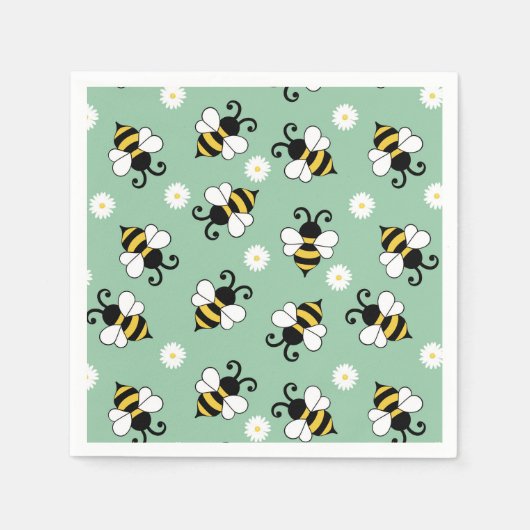 Niedliche Bienen und Blume Serviette (Vorderseite)