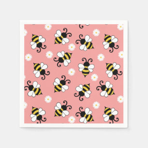 Niedliche Bienen und Blume Serviette
