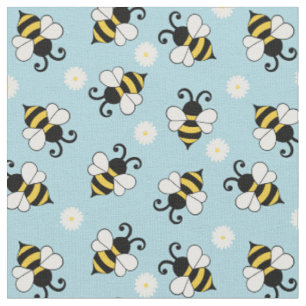 Niedliche Bienen und Blume Stoff