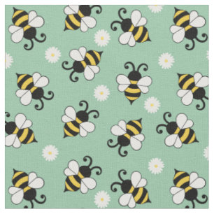 Niedliche Bienen und Blume Stoff