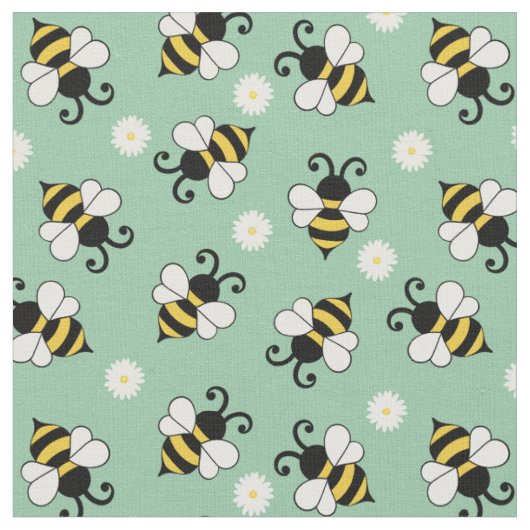 Niedliche Bienen und Blume Stoff (Nahaufnahme)