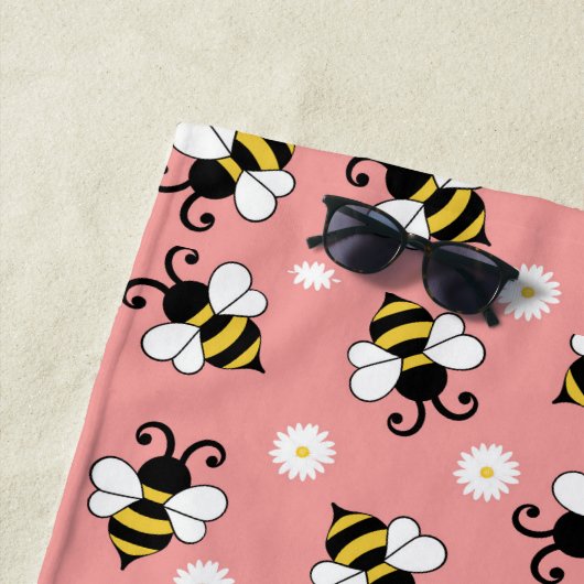 Niedliche Bienen und Blume Strandtuch (Beispiel)