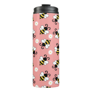 Niedliche Bienen und Blume Thermosbecher