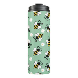 Niedliche Bienen und Blume Thermosbecher