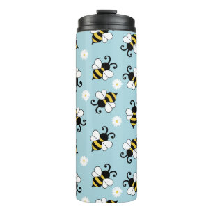 Niedliche Bienen und Blume Thermosbecher