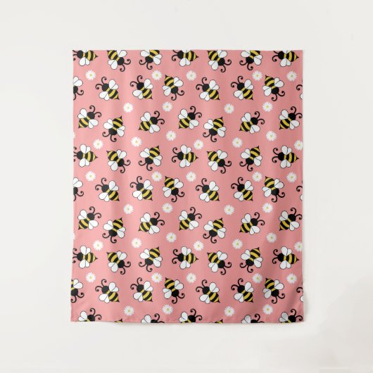 Niedliche Bienen und Blume Wandteppich (Vorderseite)