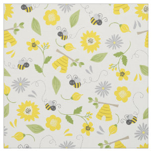 Niedliche Bienen und Blumenmuster Stoff