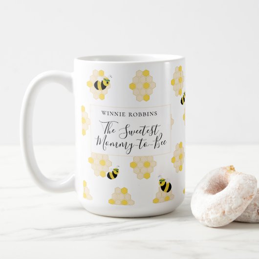 Niedliche Bienen- und Honigwabendusche Kaffeetasse (Mit Donut)