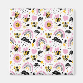 Niedliche Bienen und Regenbogen Magnet