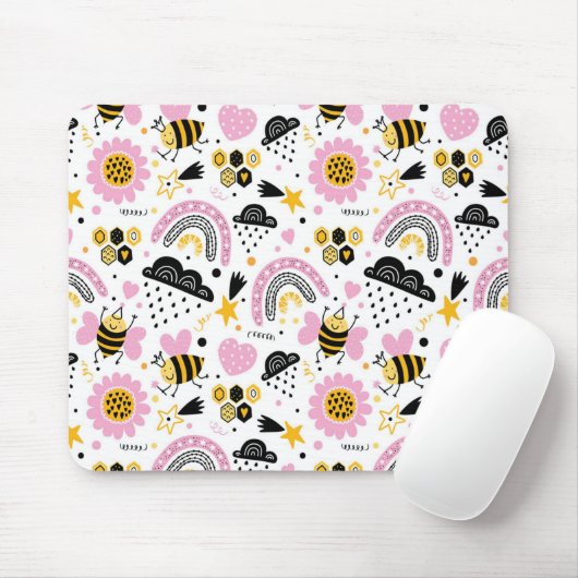 Niedliche Bienen und Regenbogen Mousepad (Mit Mouse)