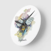 Niedliche Bienen- und Regenbogen-Wash-Square-Uhr Runde Wanduhr (Winkel)