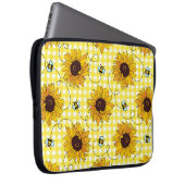 Niedliche Bienen und Sonnenblumen auf einem karier Laptopschutzhülle (Vorne Rechts)