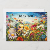 Niedliche Bienen-Wildblumen Lehrerbewertung Dankeskarte (Vorderseite)