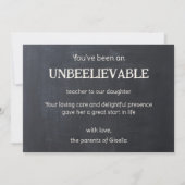 Niedliche Bienen-Wildblumen Lehrerbewertung Dankeskarte (Rückseite)