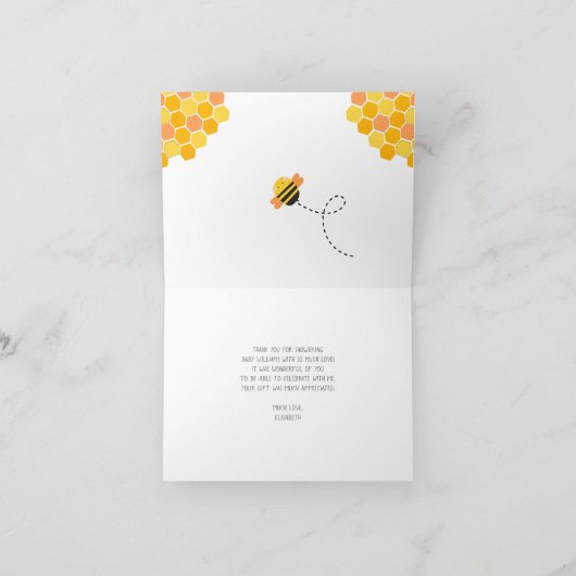 Niedliche Bienenbaby-Dusche Danke, dass Sie durch Dankeskarte (Innenseite)