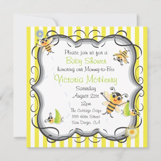 Niedliche Bienenbaby-Einladung Einladung (Vorderseite)