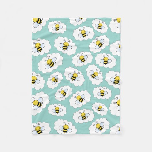 Niedliche Bienenflocken Fleecedecke (Vorderseite)