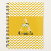 Niedliche Bienenfloral Monogramm Letter A Planer (Vorderseite)