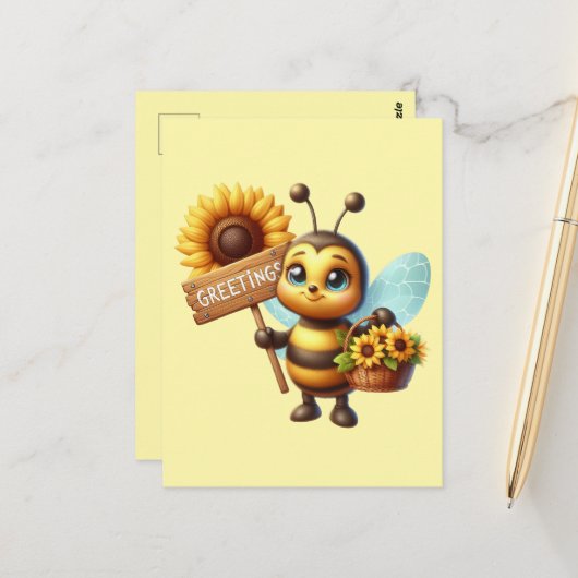 Niedliche Bienenliebhaber begrüßen Postkarte (Vorderseite/Rückseite Beispiel)