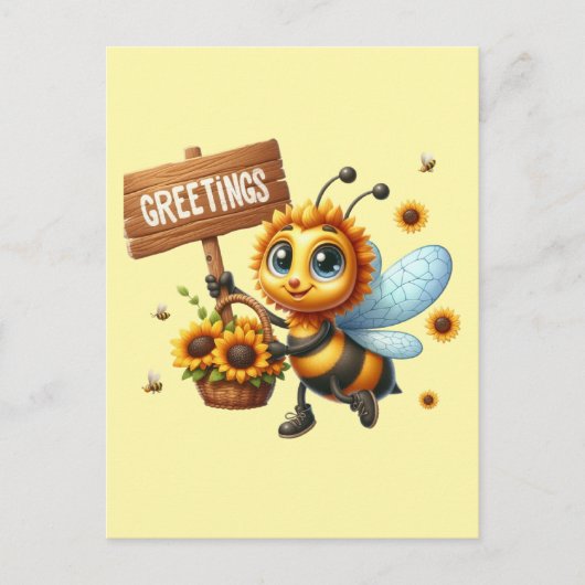 Niedliche Bienenliebhaber Grüße Feiertagspostkarte (Vorderseite)