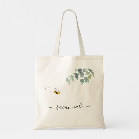 Niedliche Bienenmonogramm Tragetasche (Rückseite)