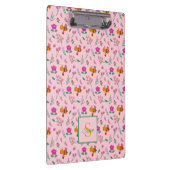 Niedliche Bienenmuster-Wildblumen Monogramm Name p Klemmbrett (Rechts)