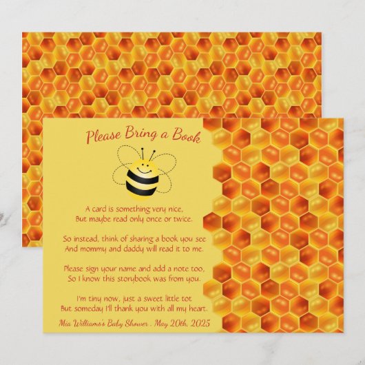 Niedliche Bienenthäppchen Kinderdusche buchen Einladung (Vorne/Hinten)