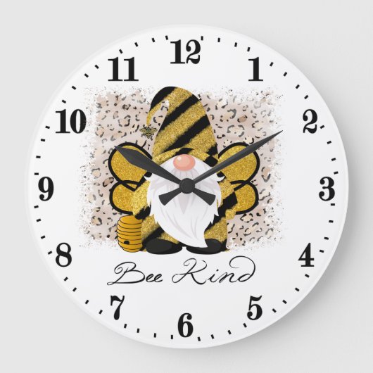 niedliche Bienenzwerge liebt Wortkunst Große Wanduhr (Vorderseite)