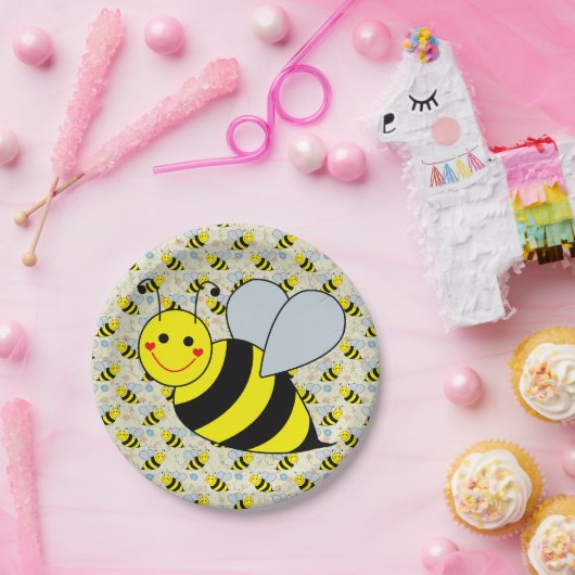 Niedliche Big-Bumble-Bienenpapier-Teller Pappteller (Party)
