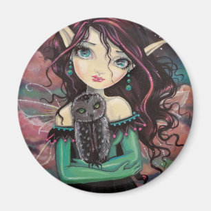 Niedliche Big-Eye Gothic Fairy and Owl Magnet