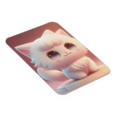 Niedliche Big Eyes Fluffy White Cat Magnet (Rechte Seite)